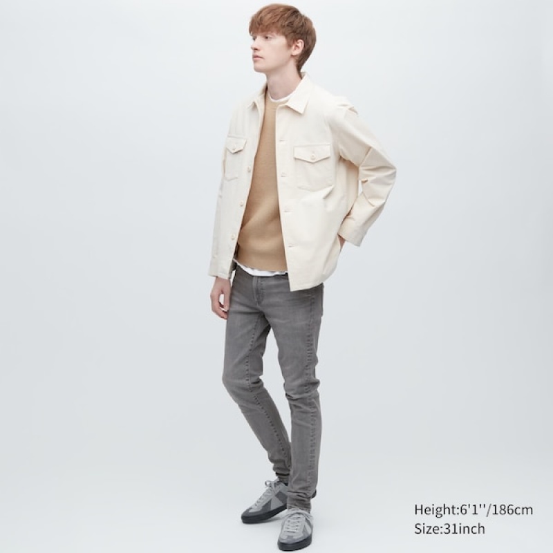 Uniqlo Ultra Stretch Mršav-Fit Muške Traperice Sive | 4283-KOYJH