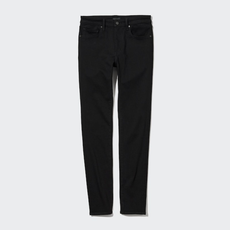 Uniqlo Ultra Stretch Mršav-Fit Muške Traperice Crne | 8624-LORTF