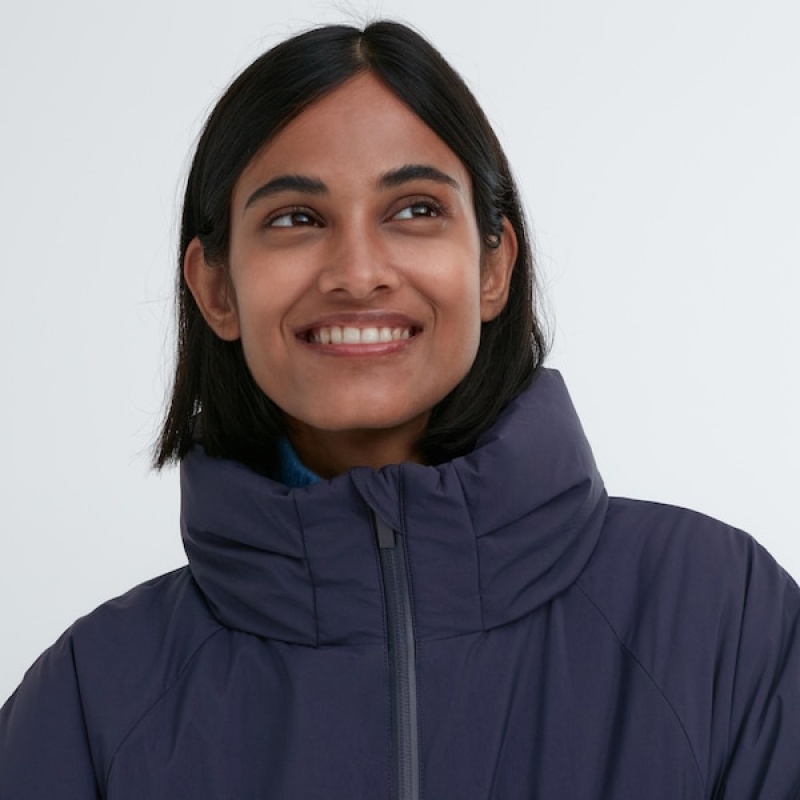 Uniqlo Ultra Warm Hibrid Down Long Ženske Kaputi Tamnoplave | 1470-EMGVK