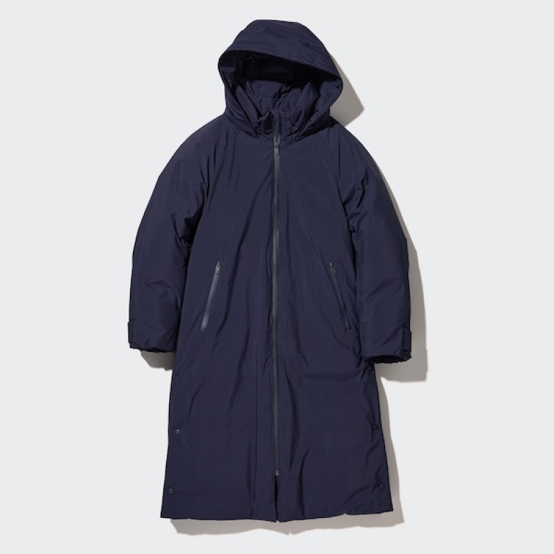Uniqlo Ultra Warm Hibrid Down Long Ženske Kaputi Tamnoplave | 1470-EMGVK