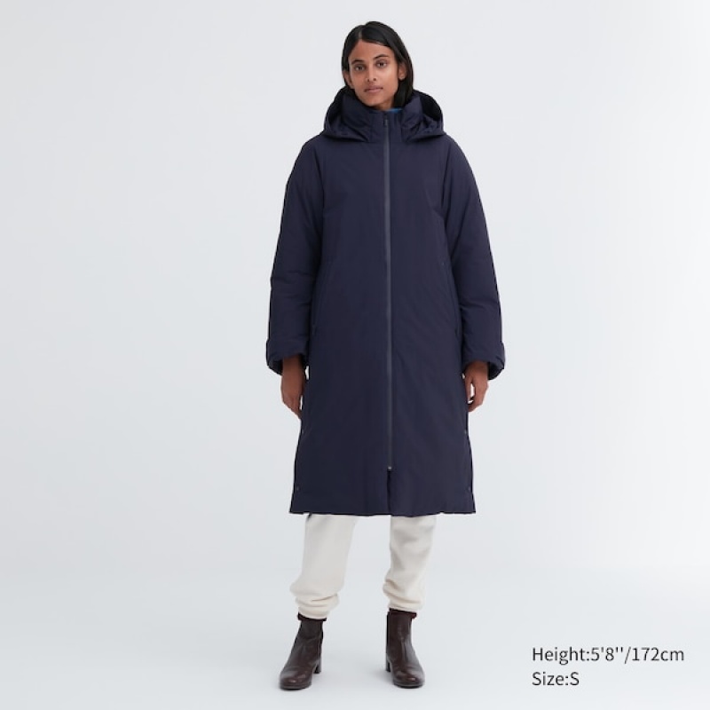 Uniqlo Ultra Warm Hibrid Down Long Ženske Kaputi Tamnoplave | 1470-EMGVK