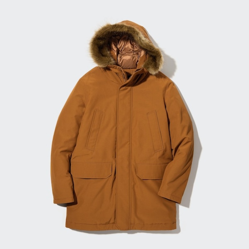 Uniqlo Ultra Warm Hibrid Down Muške Kaputi Smeđe | MICLOY-174