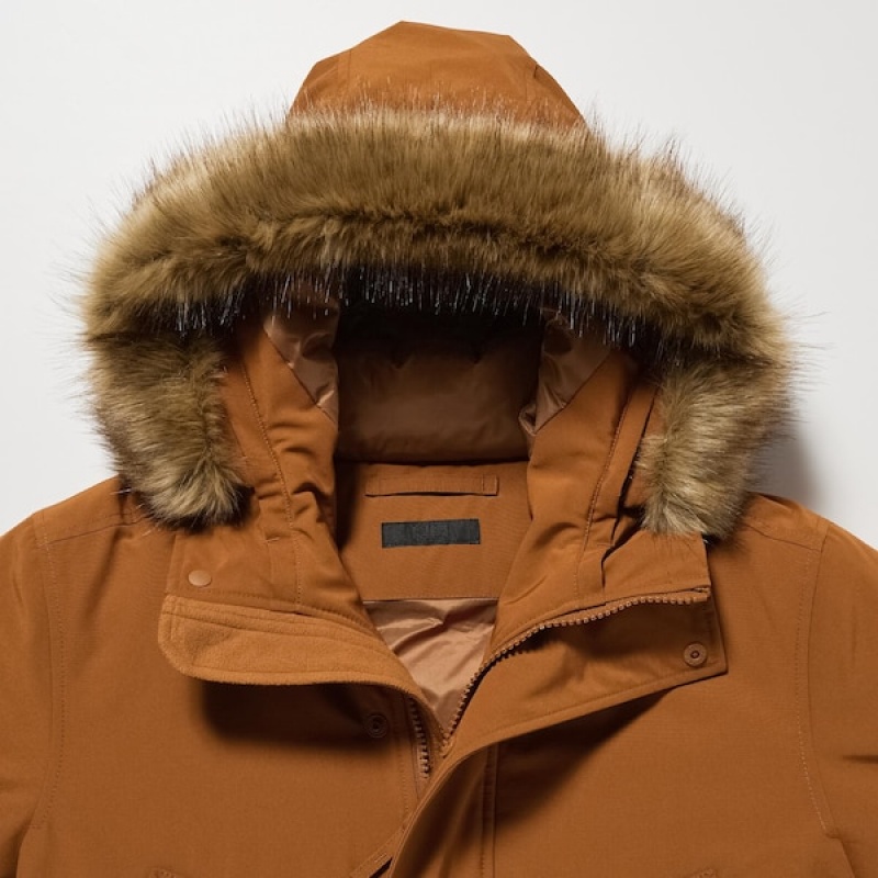 Uniqlo Ultra Warm Hibrid Down Muške Kaputi Smeđe | MICLOY-174