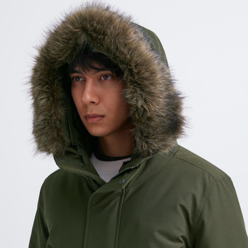Uniqlo Ultra Warm Hibrid Down Muške Kaputi Maslinasto Zelene | MLQYCT-406