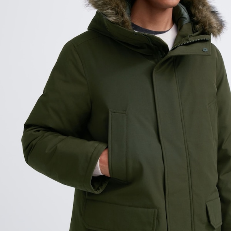 Uniqlo Ultra Warm Hibrid Down Muške Kaputi Maslinasto Zelene | MLQYCT-406