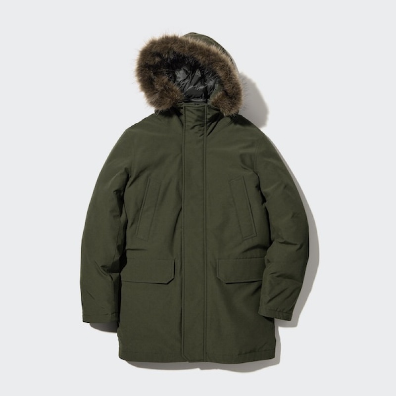Uniqlo Ultra Warm Hibrid Down Muške Kaputi Maslinasto Zelene | MLQYCT-406