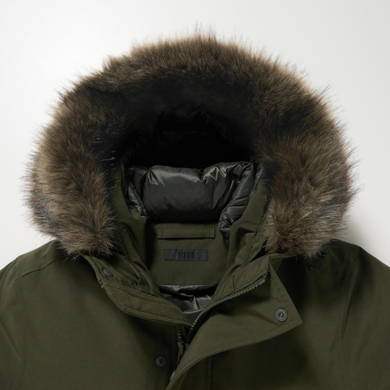 Uniqlo Ultra Warm Hibrid Down Muške Kaputi Maslinasto Zelene | MLQYCT-406