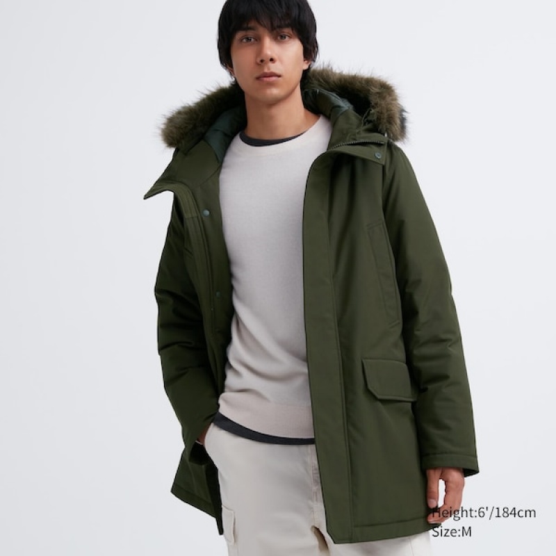 Uniqlo Ultra Warm Hibrid Down Muške Kaputi Maslinasto Zelene | MLQYCT-406