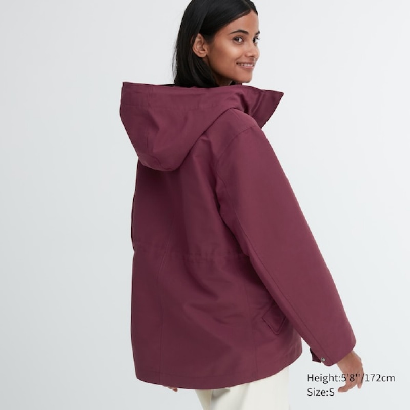 Uniqlo Utility Ženske Parka Bordo | 5604-IGXVZ