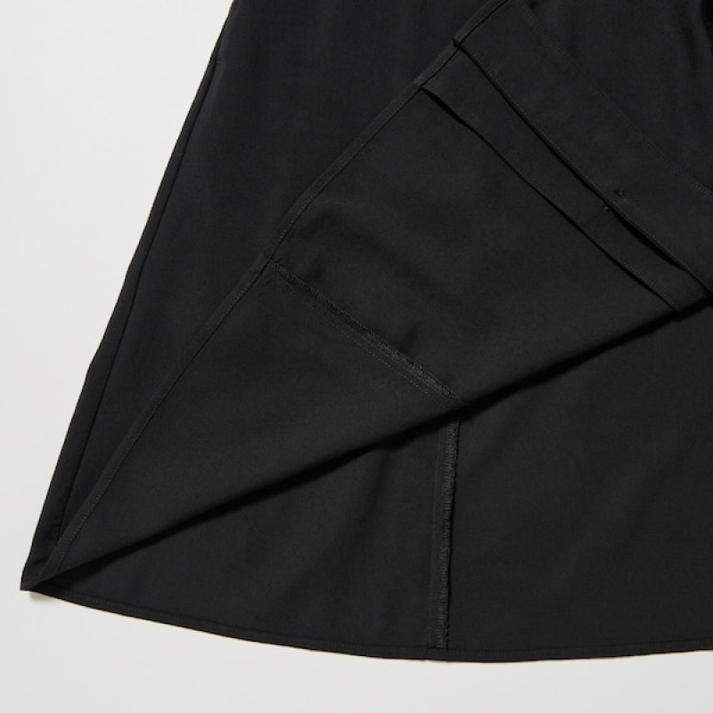 Uniqlo V-Neck Long-Sleeve Mini Shirt Ženske Haljina Crne | 5874-UNKSW