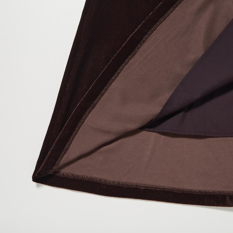 Uniqlo Velvet Narrow Ženske Suknje Smeđe | 9865-CUFLW