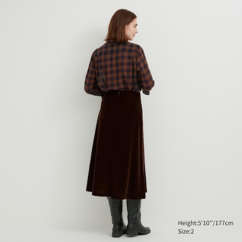 Uniqlo Velvet Narrow Ženske Suknje Smeđe | 9865-CUFLW