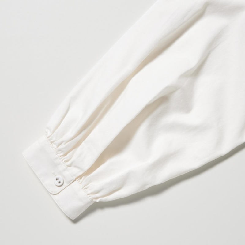 Uniqlo Volume Long Sleeve Ženske Košulje Bijele | 7850-ORXNQ
