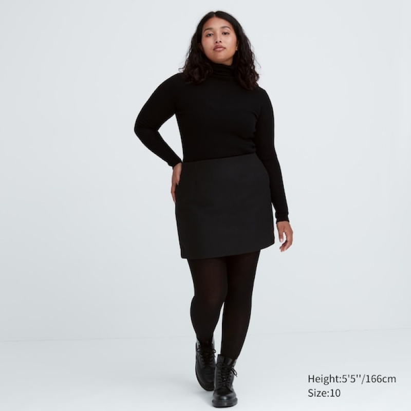 Uniqlo Vuna Blend Mini Ženske Suknje Crne | 1560-FSKJH