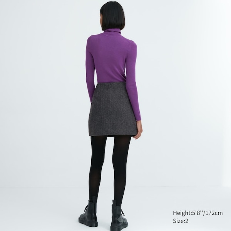 Uniqlo Vuna Blend Mini Ženske Suknje Sive | 3678-KPFUI