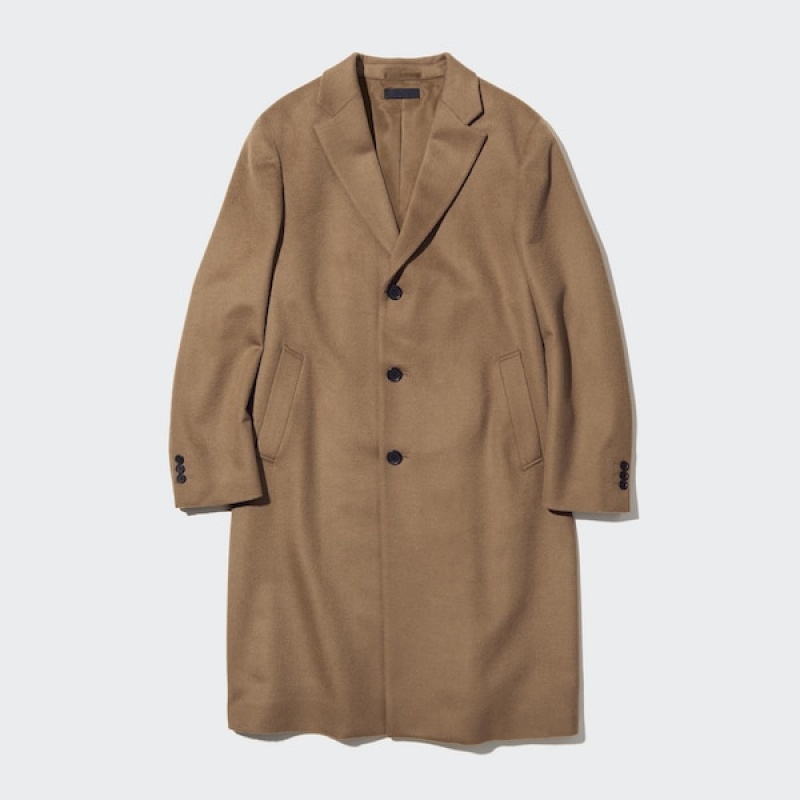 Uniqlo Vuna Cashmere Chesterfield Muške Kaputi Smeđe | JXNUKP-347