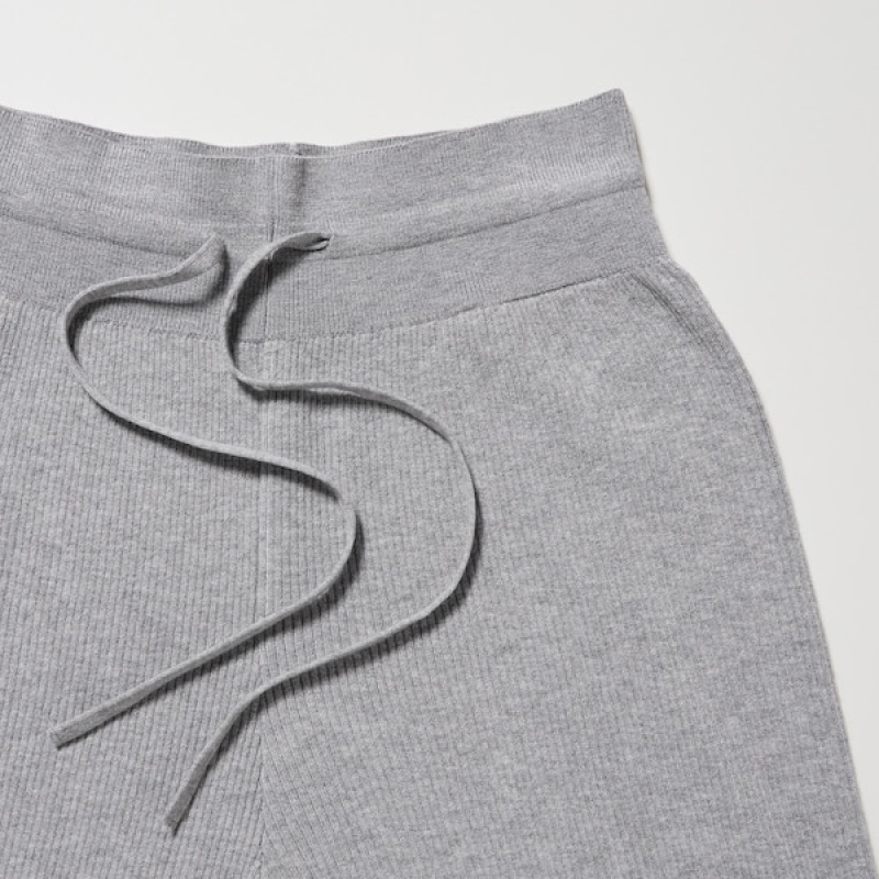 Uniqlo Washable Knit Rebrasti Ženske Hlače Sive | 9148-KZTOH