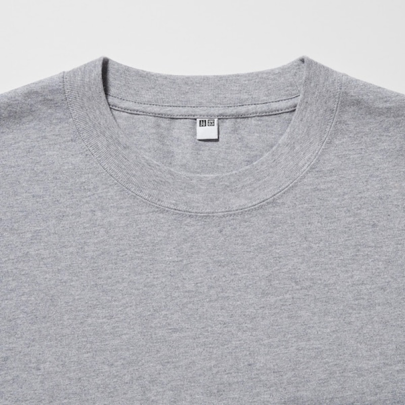 Uniqlo Washed Cotton Crew Neck Long-Sleeve Muške Majice Sive | 7846-ZORFC
