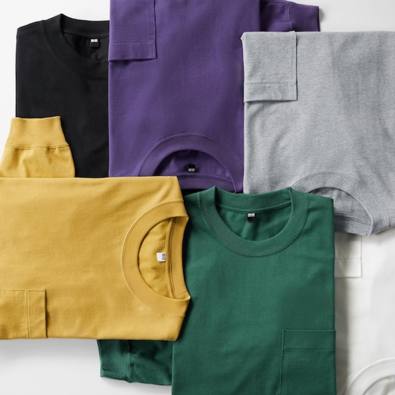 Uniqlo Washed Cotton Crew Neck Long-Sleeve Muške Majice Sive | 3089-ILNOH