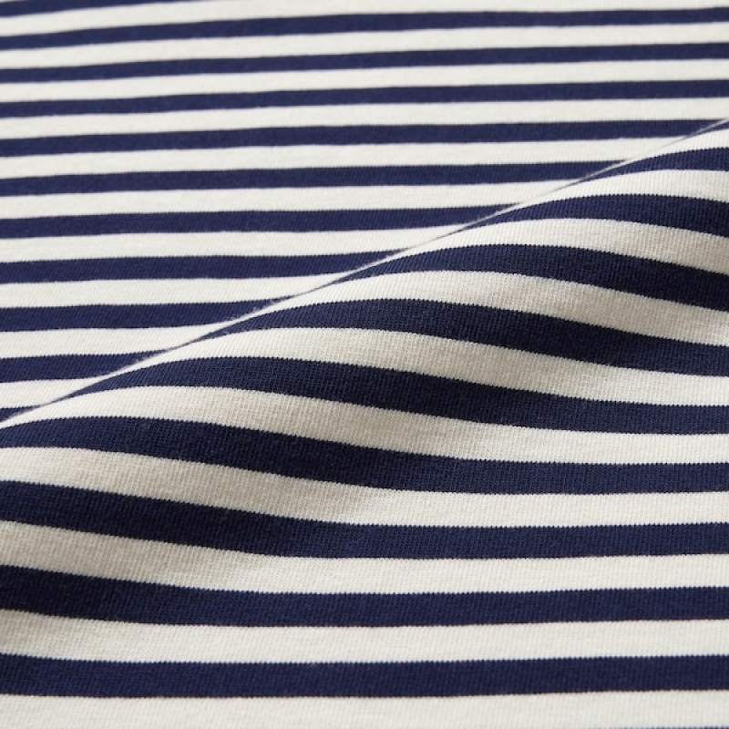 Uniqlo Washed Cotton Oversized Crew Neck Long-Sleeve Muške Majice Plave | 9157-TIHYX