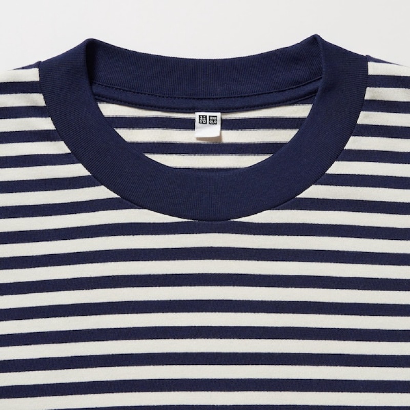 Uniqlo Washed Cotton Oversized Crew Neck Long-Sleeve Muške Majice Plave | 9157-TIHYX