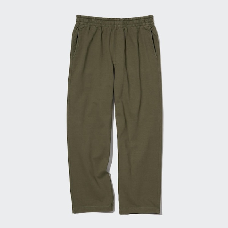 Uniqlo Washed Jersey Ankle Muške Hlače Maslinasto Zelene | 6017-UZGJN