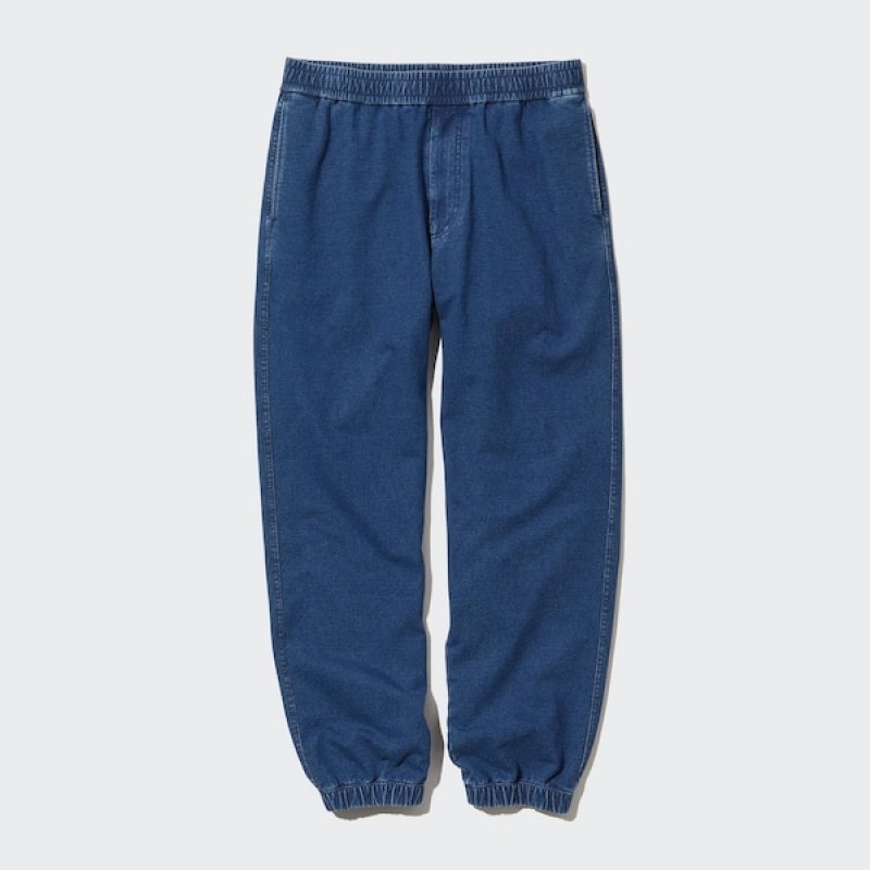 Uniqlo Washed Jersey Denim Muške Jogger Hlače Plave | 5214-TMCOX