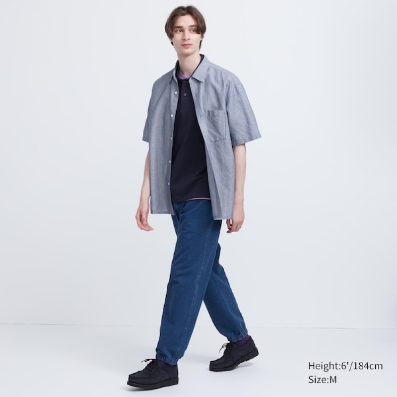 Uniqlo Washed Jersey Denim Muške Jogger Hlače Plave | 5214-TMCOX