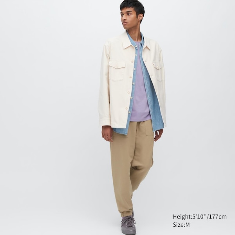 Uniqlo Washed Jersey Muške Jogger Hlače Bež | 6210-CKNID