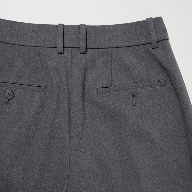 Uniqlo Wide-Fit Plisirana Ženske Hlače Tamno Sive | 0958-CNIMT