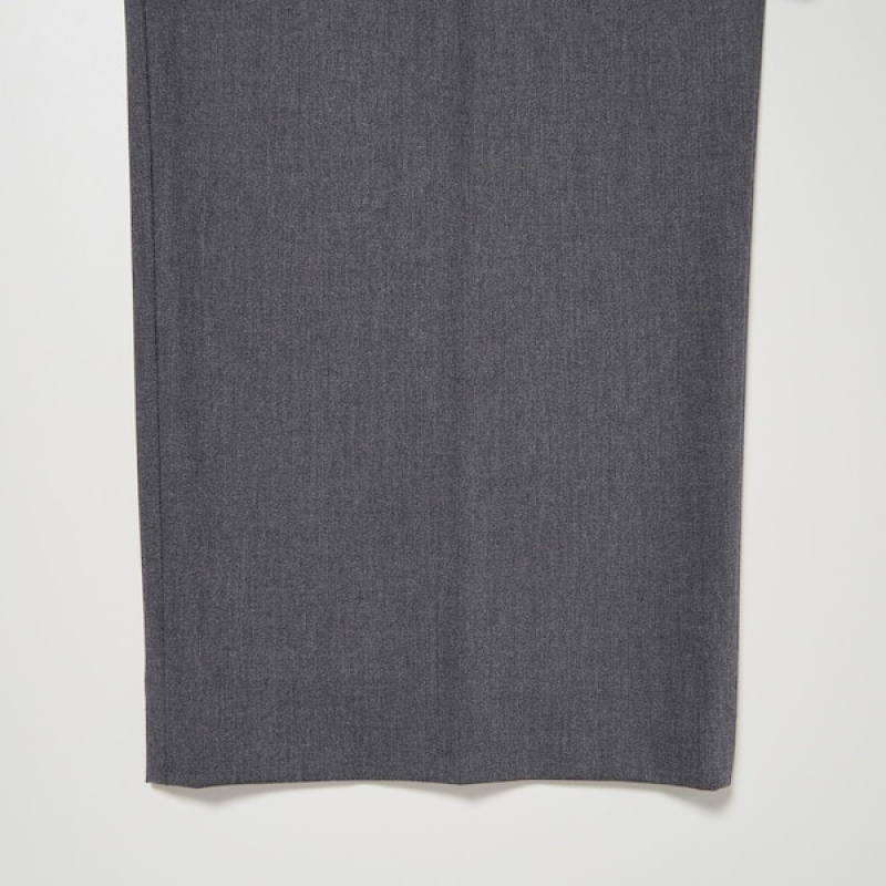 Uniqlo Wide-Fit Plisirana Ženske Hlače Tamno Sive | 0958-CNIMT