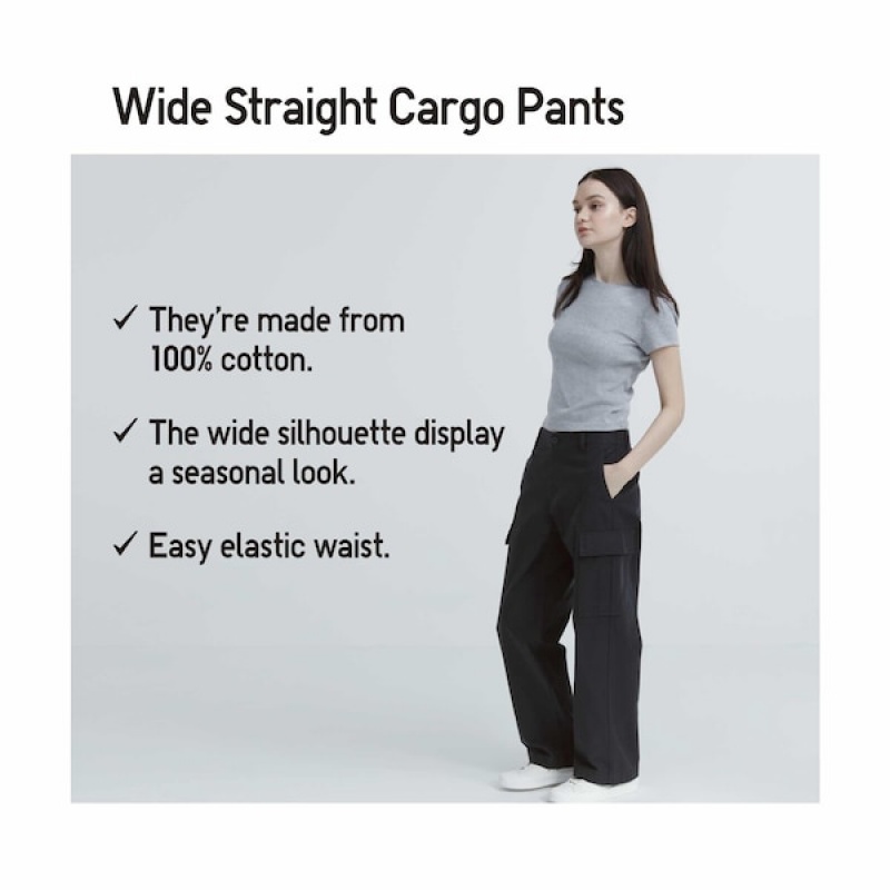 Uniqlo Wide Ravno Cargo Ženske Hlače Bijele | 5031-VWGOY