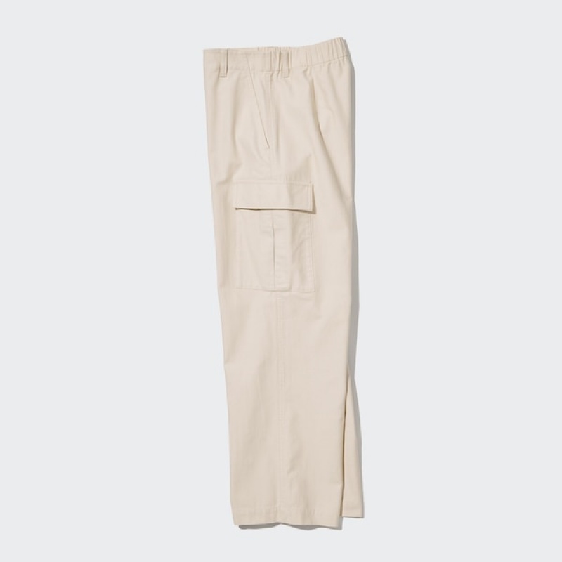 Uniqlo Wide Ravno Cargo Ženske Hlače Bijele | 5031-VWGOY