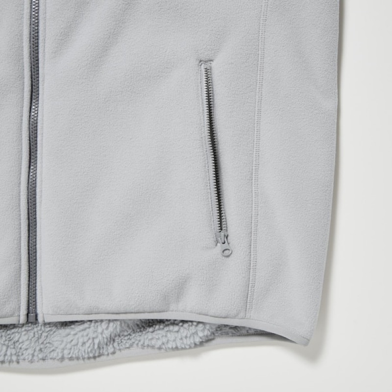 Uniqlo Windproof Outer Fleece Full-Zip Muške Majica s Kapuljačom Svijetlo Sive | QHFIUB-704
