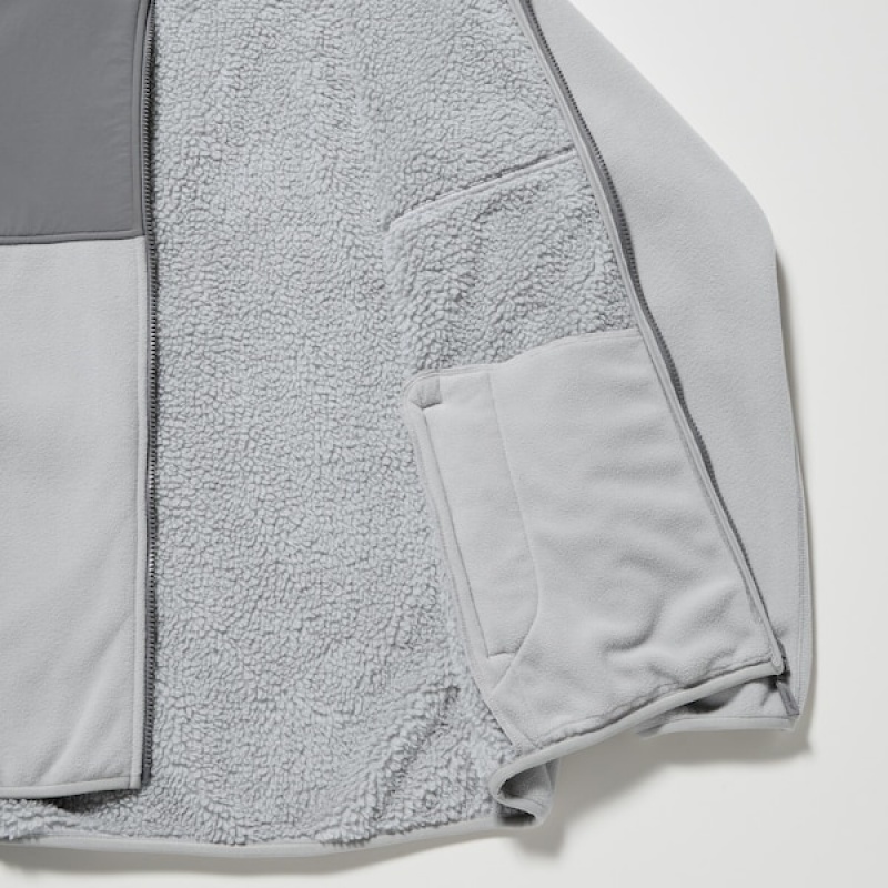 Uniqlo Windproof Outer Fleece Full-Zip Muške Majica s Kapuljačom Svijetlo Sive | QHFIUB-704