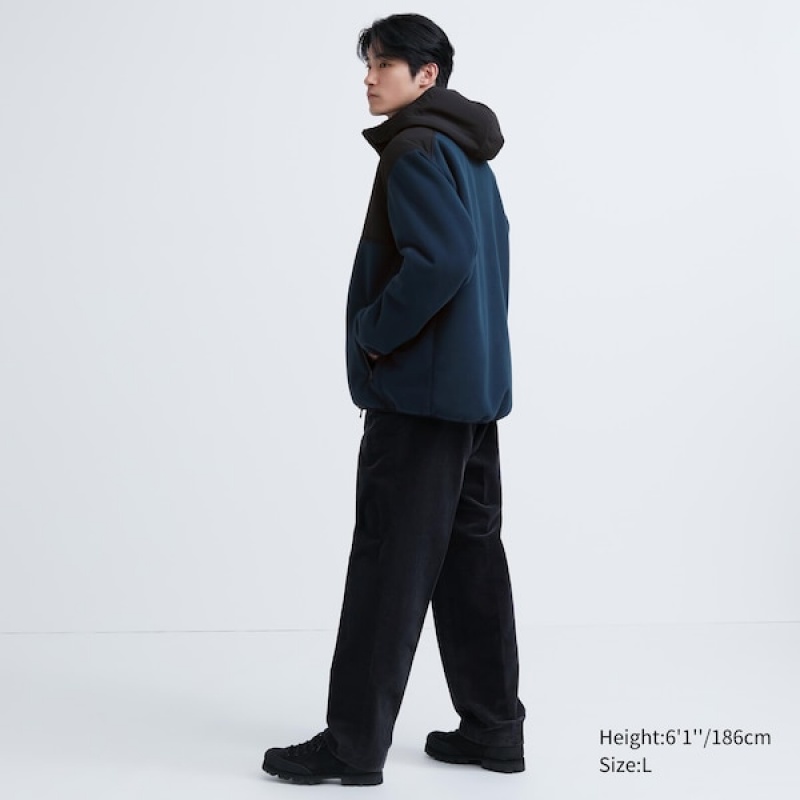 Uniqlo Windproof Outer Fleece Full-Zip Muške Majica s Kapuljačom Crne | JVIONT-503